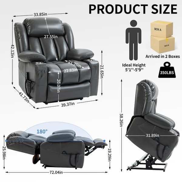 Power Leather Lift Recliner Chair for Elderly with Massage & Heating