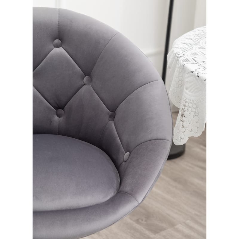 Roundhill Furniture Noas Velvet Upholstered Tufted Back Swivel Accent Chair