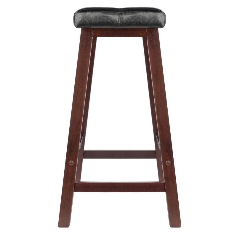 Mona Cushion Saddle Seat Counter Stool, Black and Walnut - 17.48"W x 14.47"D x 24.84"H