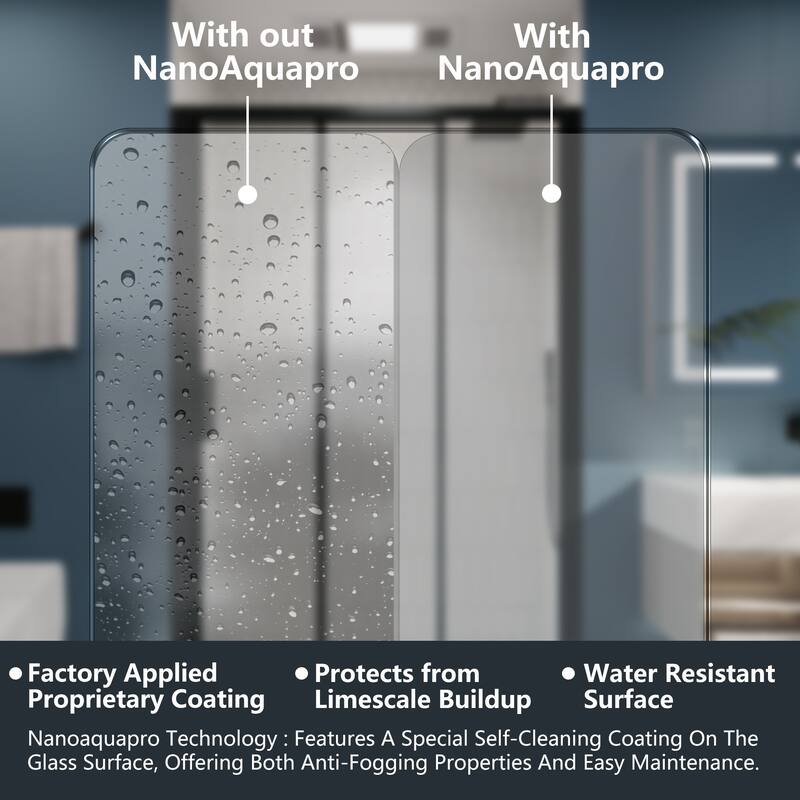 3-Panel Sliding Framed Shower Door in Matte Black Finish