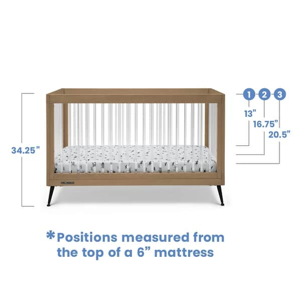 dimension image slide 0 of 4, Sloane 4-in-1 Acrylic Convertible Crib, Greenguard Gold Certified