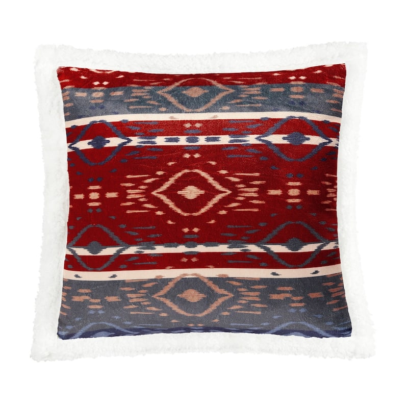 Indigo Hill by HiEnd Accents Campfire Sherpa Fleece Decorative Pillow, 18"x18"