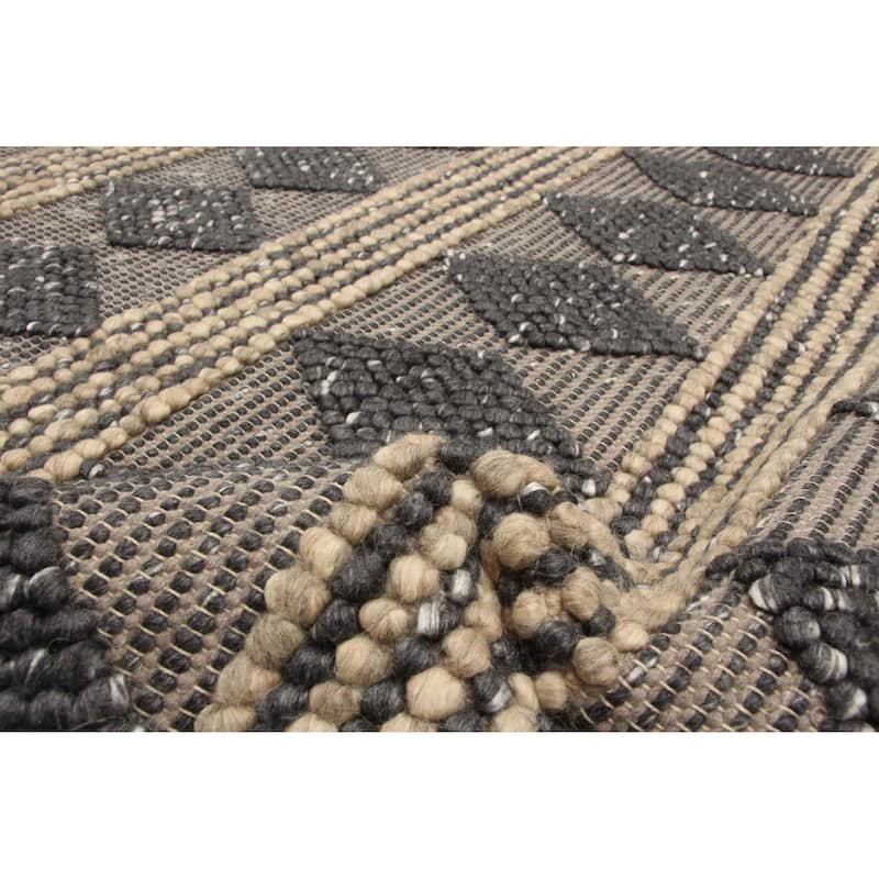 ECARPETGALLERY Braid weave Sienna Grey, Taupe Wool Rug - 5'0 x 6'9