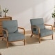preview thumbnail 65 of 141, 25" W Mid Century Upholstered Wood Accent Chair with Pillow set of 2