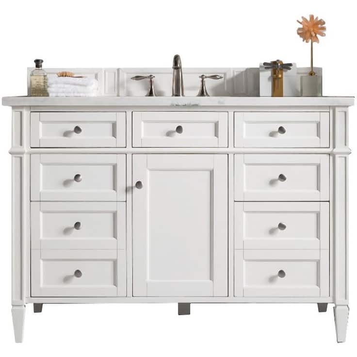 James Martin Vanities 655-V48-3AF Brittany 48" Single Basin Poplar - Bright White - Painted