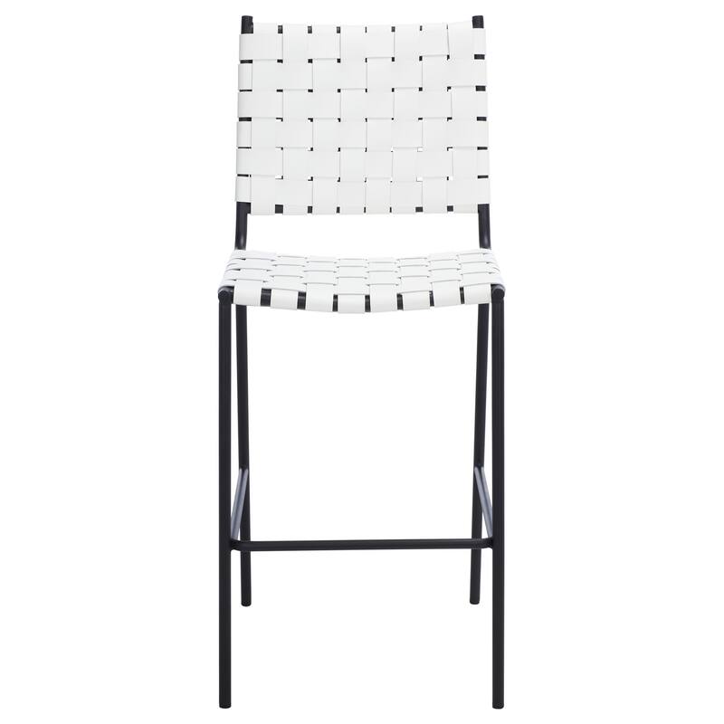 SAFAVIEH Malissie Woven Counter Stool - 18.5" W x 21" L x 40" H - 19Wx21Dx40H - White/Black