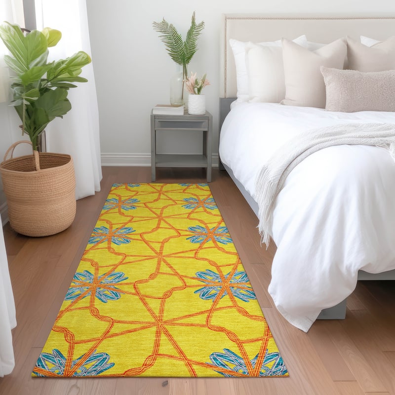 Machine Washable Indoor/ Outdoor Chantille Contempoary Whimsy Rug
