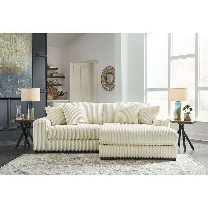 Signature Design by Ashley Lindyn 2-Piece Sectional with Chaise - 102"W x 70"D x 38"H - Ivory - Right Facing