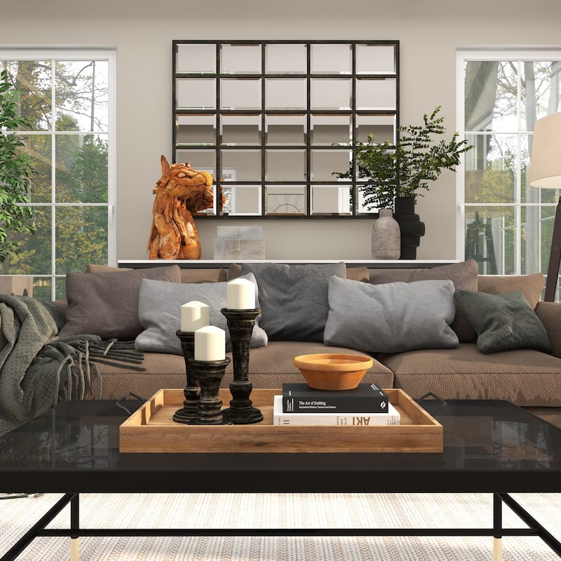 Brown Teak Wood Handmade Head Horse Decorative Sculpture with Layered Woodchip Pieces