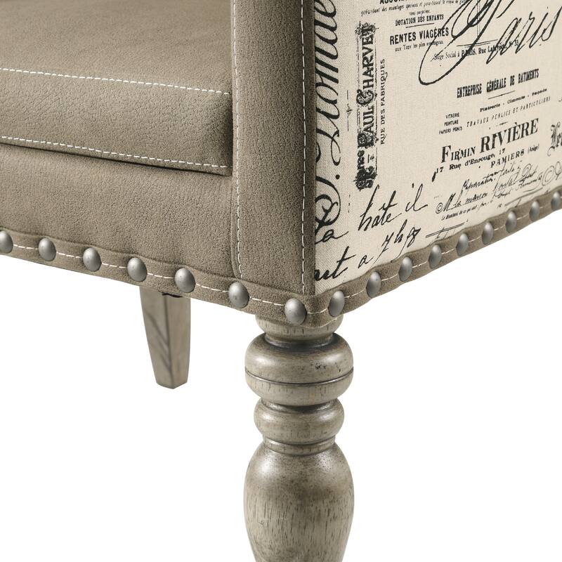 Roundhill Furniture Birmingham Brown Microfiber Script-printed Armchair (Set of 2)