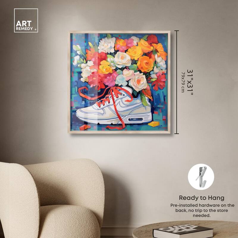 Whimsical Sneaker with Flowers Shadowbox by Art Remedy