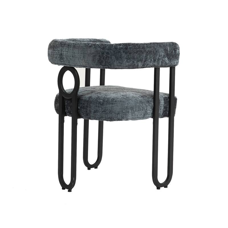Mid-Century 2-Piece Barrel Side Chairs Dining Chair Armchair with Curved Backrest,Grey