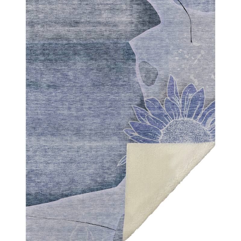 Premium Machine Washable Abstract Floral Sherpa Throw Blanket