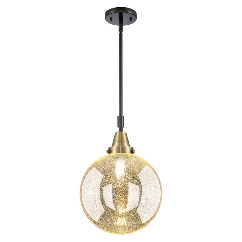 Innovations Lighting Downtown Urban - Caden Beacon - 1 Light 10" Stem Hung Mini Pendant - Black Antique Brass/Mercury Shade