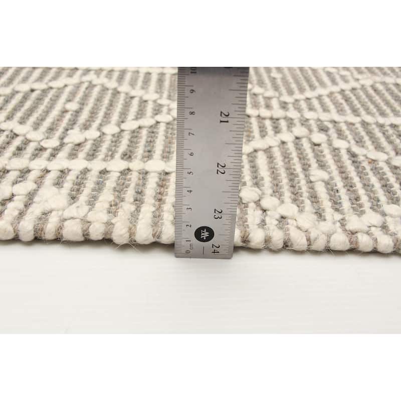ECARPETGALLERY Braid weave Sienna Grey Wool Rug - 5'1 x 8'1