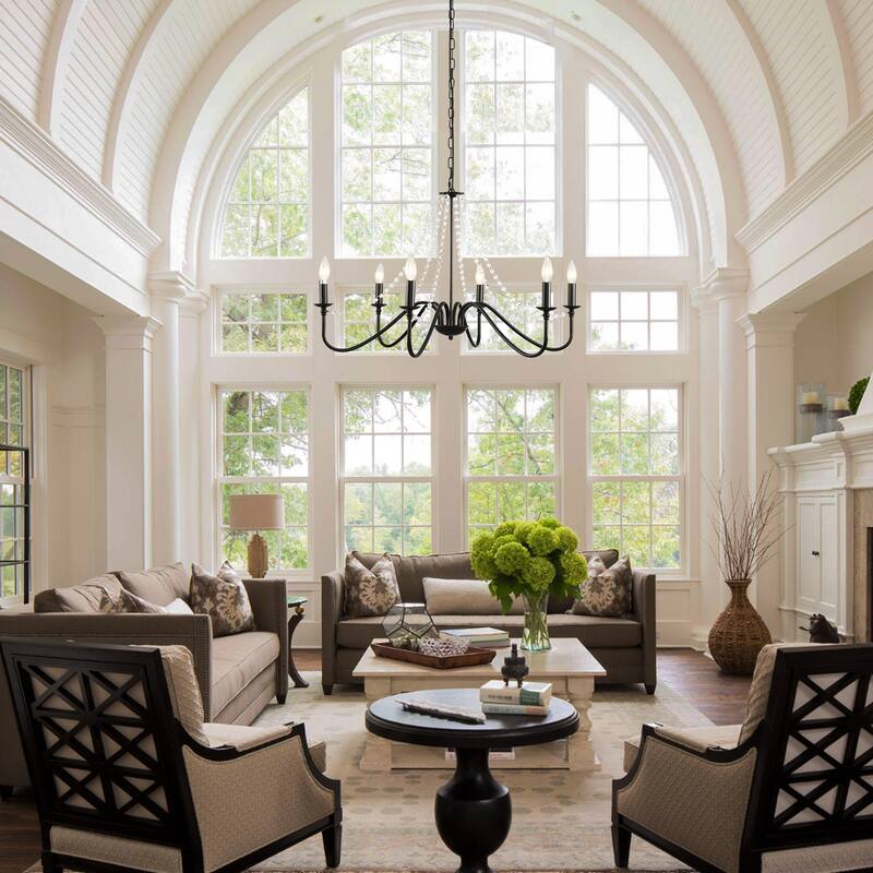 Farmhouse 6-Light 33" French Country Crystal Chandelier