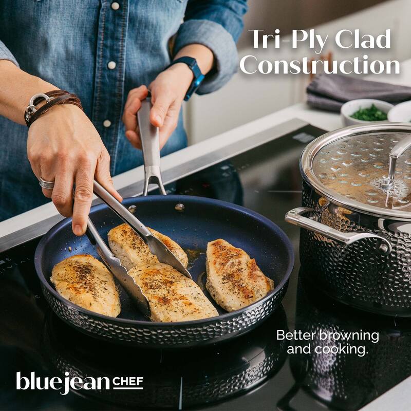 Blue Jean Chef 9Piece Stainless Steel Cookware Set, Hammered Finish