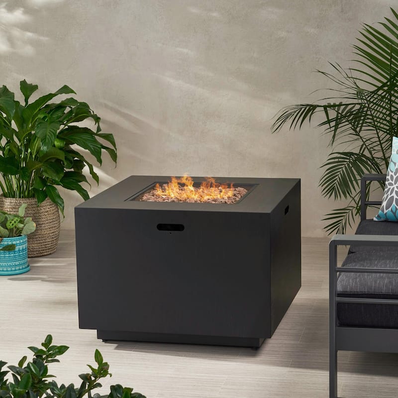 Outdoor Patio Propane Fire Pit, 24" H x 33" W Iron Gas-Burning Fire Pit - 50,000 BTU, Tank Inside