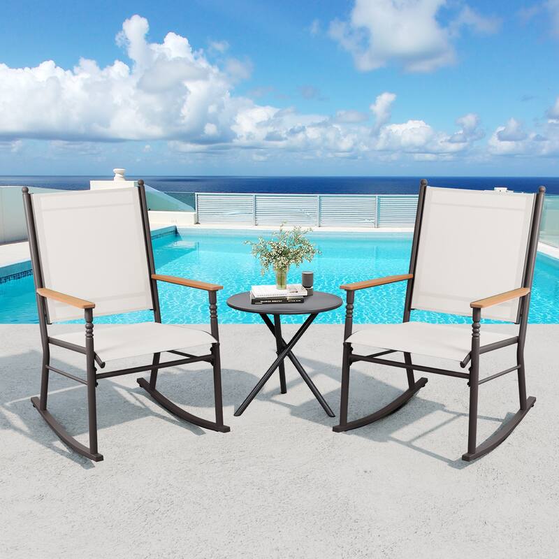 2 - Person Outdoor Patio Rocking Chairs - Beige