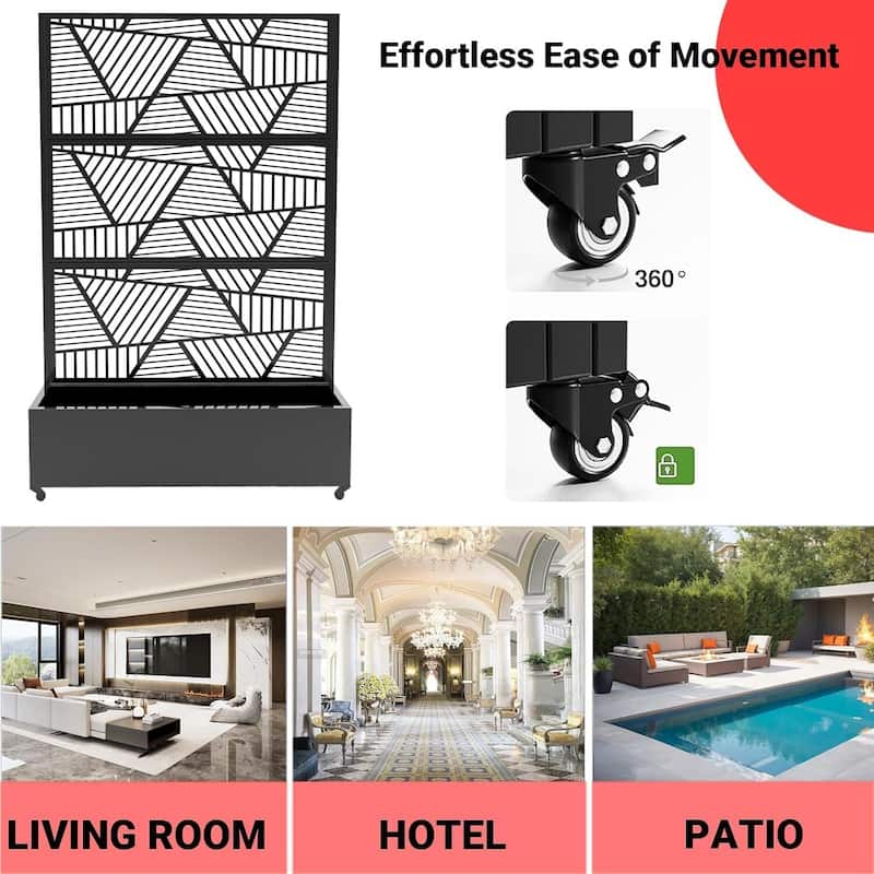 Outdoor Garden Fence, Privacy Screen Planter Box for Vining Plants & Veggies