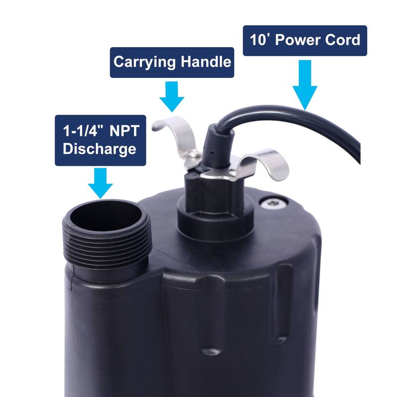Portable Electric Thermoplastic Utility Pump with 10' Power Cord - Black