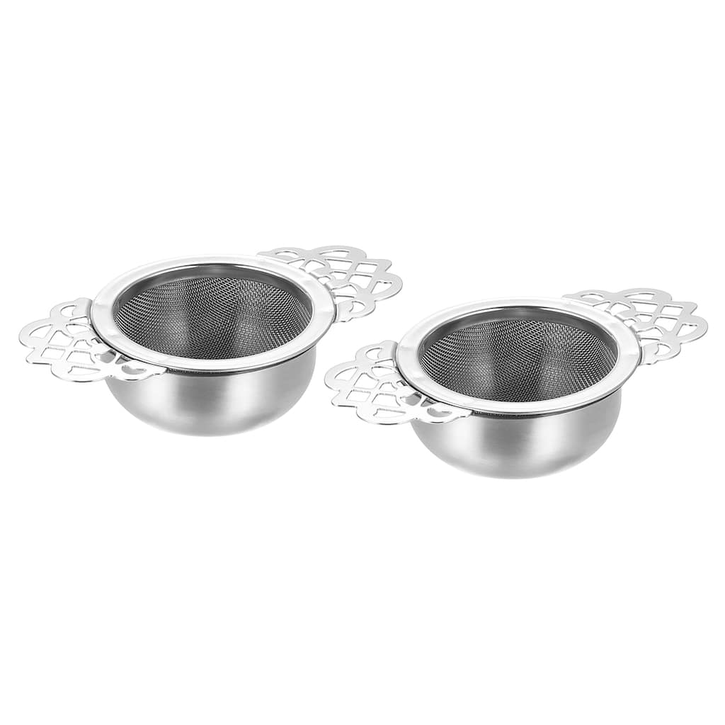 Tea Infuser Filter with Drip Bowl, Tea Strainer, Silver