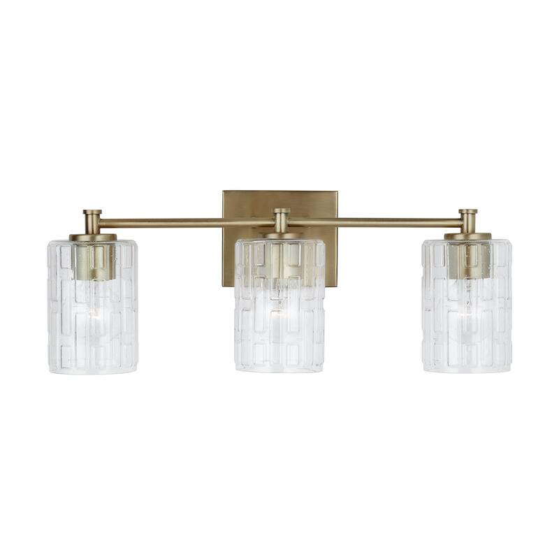 Emerson 3-light Bath/ Vanity Fixture w/ Embossed Seeded Glass