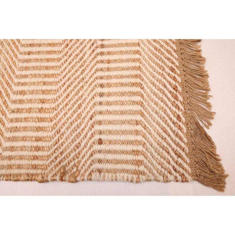 ECARPETGALLERY Flat-Weave Palas Denizli Ivory, Tan Kilim - 5'5 x 7'7