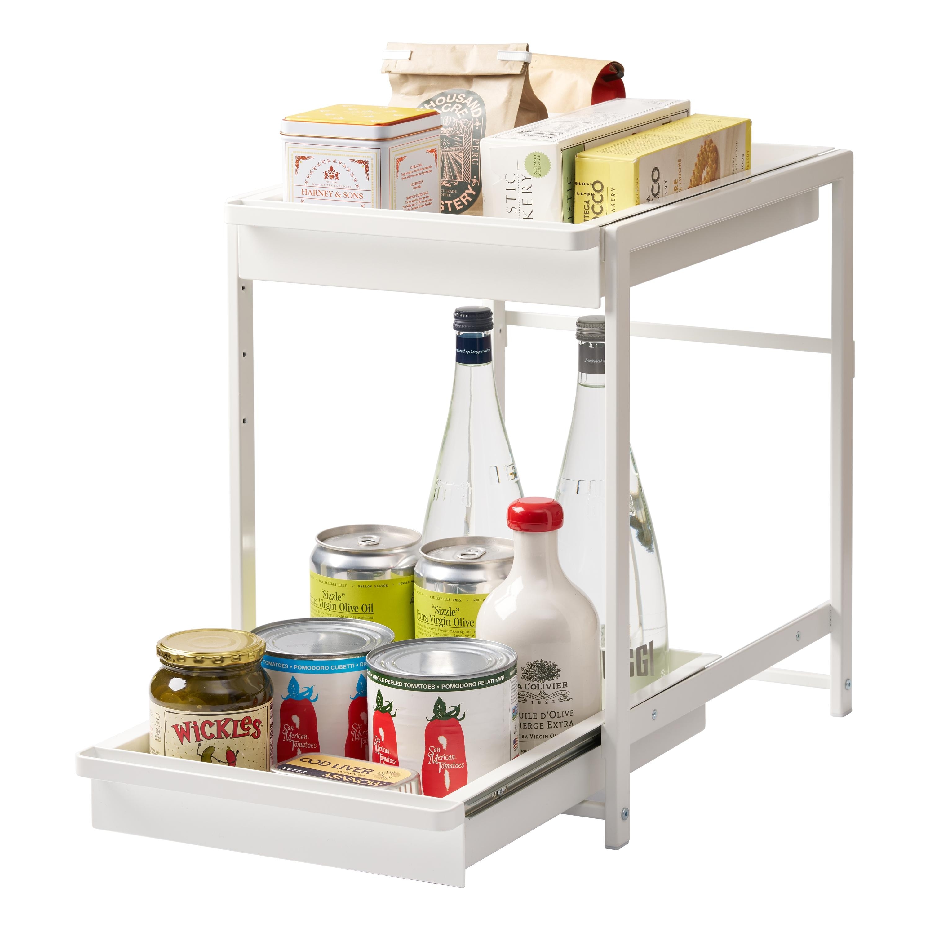 Yamazaki Home Under-Sink Rack with Pull-Out Shelf, Steel, Adjustable - L 26.97 x W 11.97 x H 17.83 inches