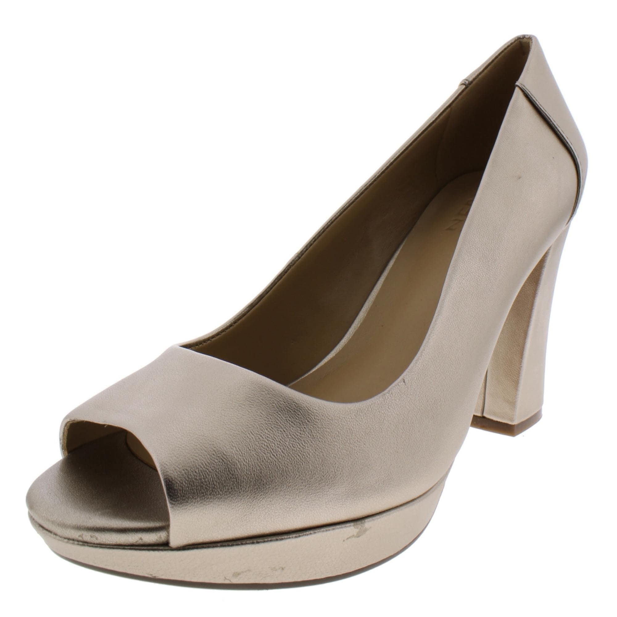 block heel open toe pumps