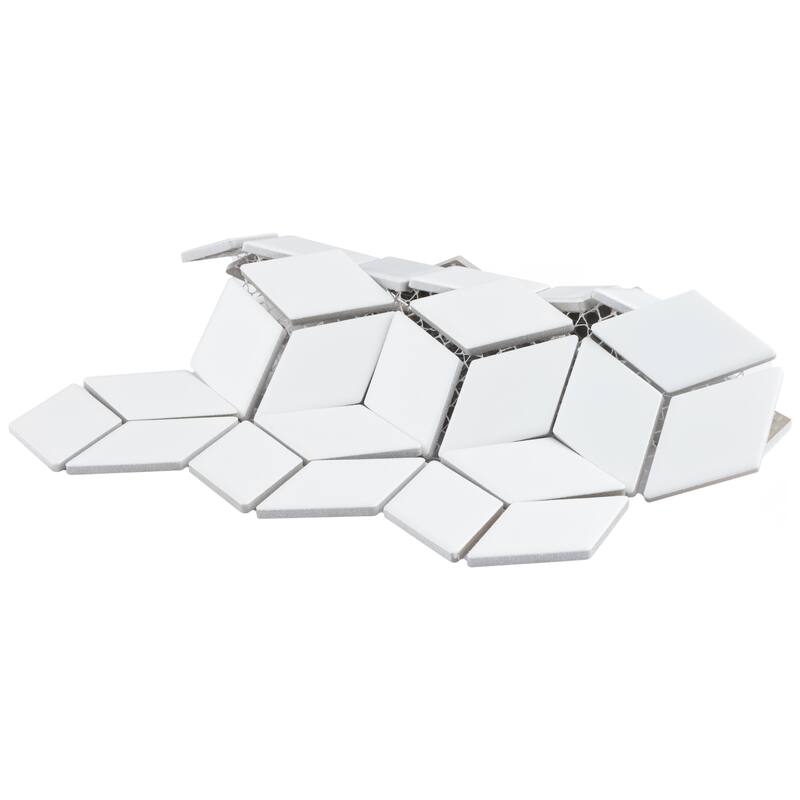 Merola Tile Hudson Rhombus Matte White 10-1/4" x 11-3/4" Porcelain Floor and Wall Tile