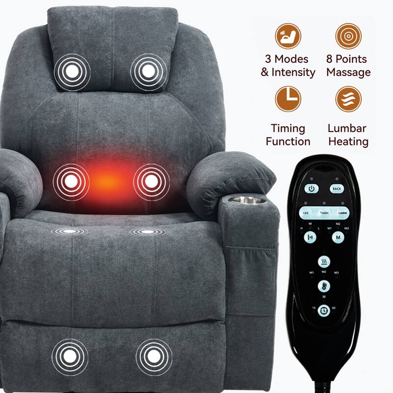 Up to 350 LBS polyester Power Lift Recliner Chair, Heavy Duty Motion Mechanism with 8-Point Vibration Massage