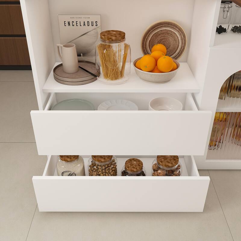 Anmytek Expandable Kitchen Island with Dining Table and Charging Station 3 Mode Multifunctional Rolling Cart