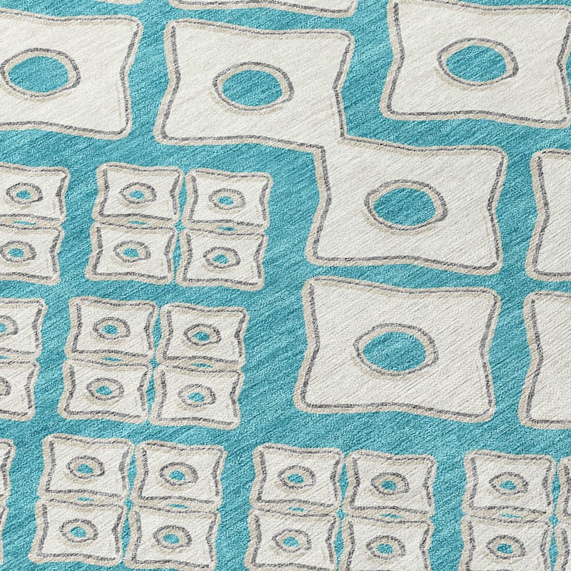 Machine Washable Indoor/ Outdoor Chantille Diamond Geo Rug