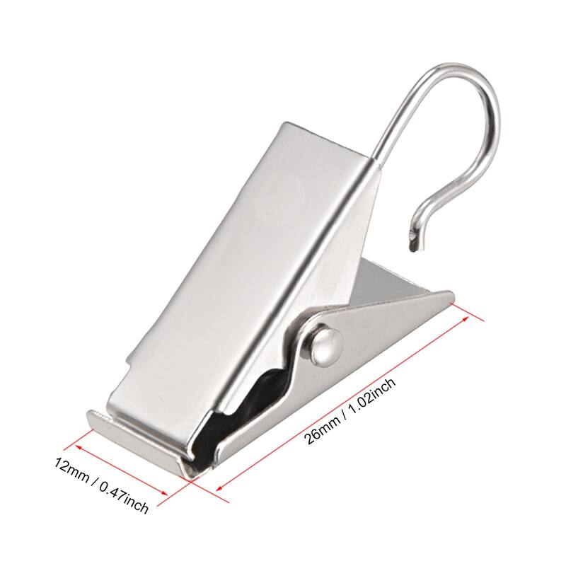Curtain Clips Hooks Metal 1" Clip Length for Home Decoration Silver Tone 10 Pcs - Silver Tone