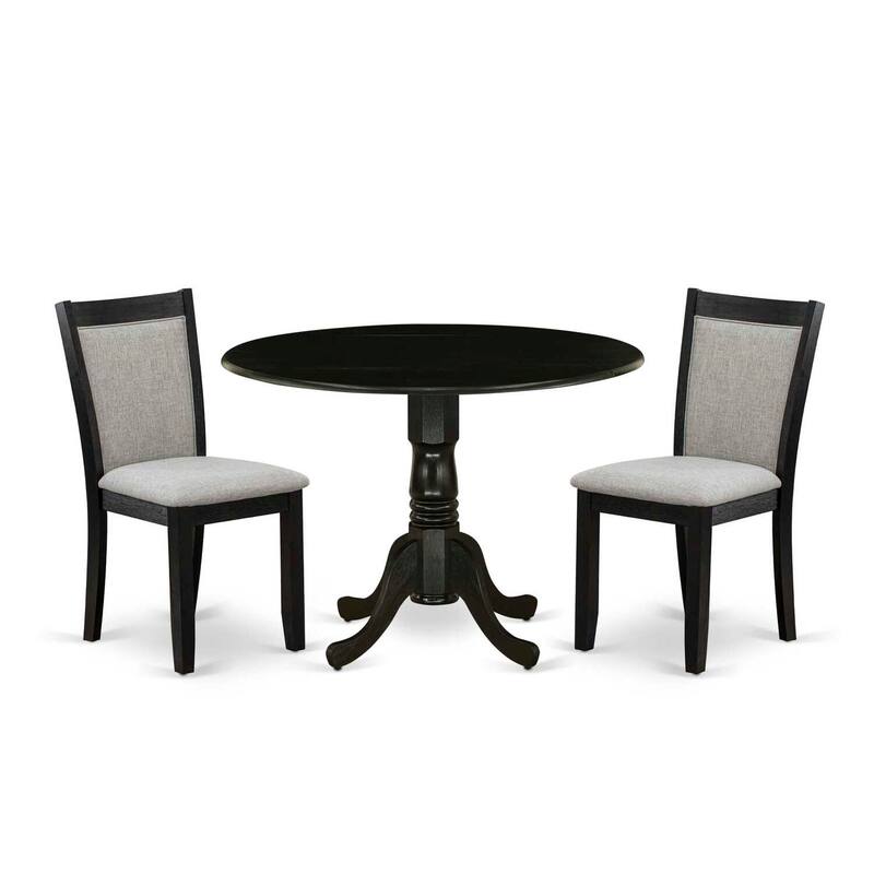 3-Piece Wirebrushed Black Solid Wood Top - Dining Room Set - Seats-4
