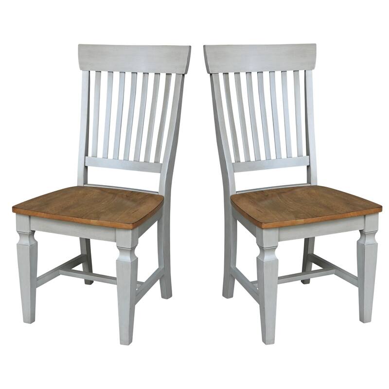 Solid Wood Vista Slat Back Dining Chairs - Set of Two - Distressed Hickory/Stone