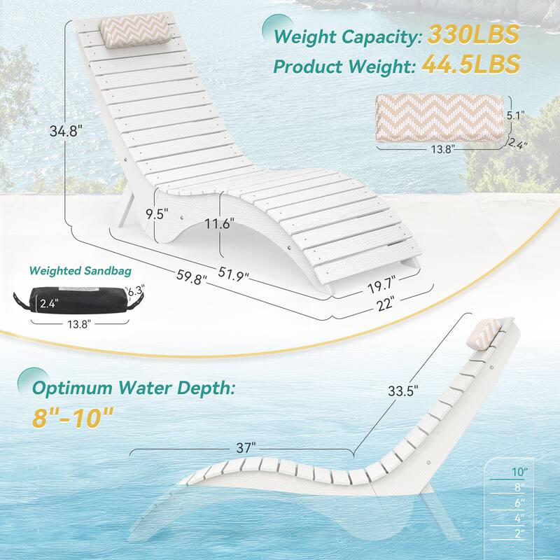 Water-Resistance Pool Lounger for Deck, Pool, or Courtyard