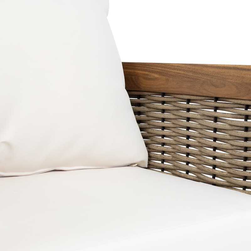 Christopher Knight Home - Madison 3-Piece Outdoor Acacia Wood Chat Set with Slat Design Cushions