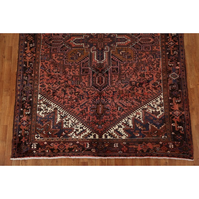 Vintage Traditional Geometric Heriz Persian Wool Area Rug Hand-knotted - 6'9" x 9'9"