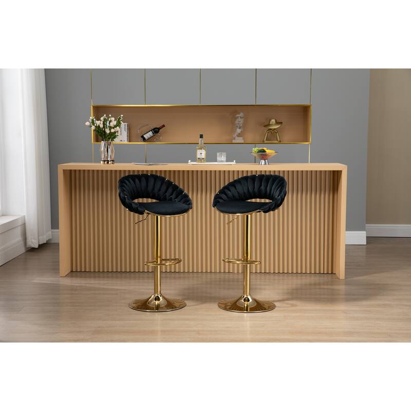 Swivel Bar Stools Set of 2 Adjustable Counter Height Chairs with