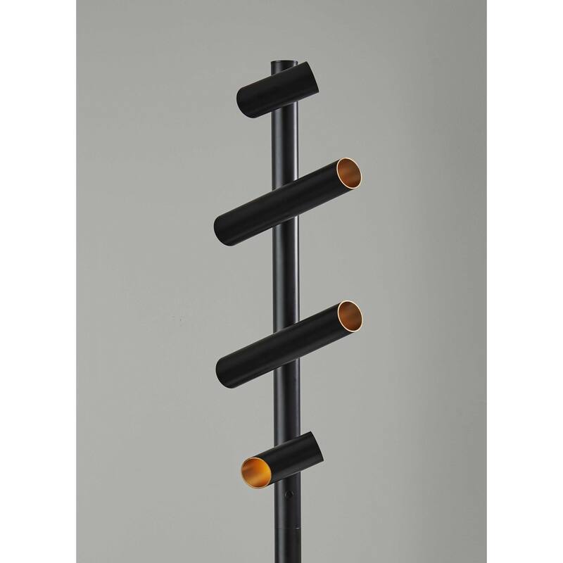 HomeRoots 14" X 14" X 72" Black Metal LED Floor Lamp - 72 x 14 x 14