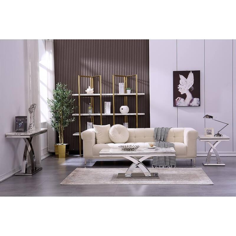 Modern Coffee Table 48‘’ Rectangular Coffee Table with X Base Pedestal Coffee Tables for Living Room