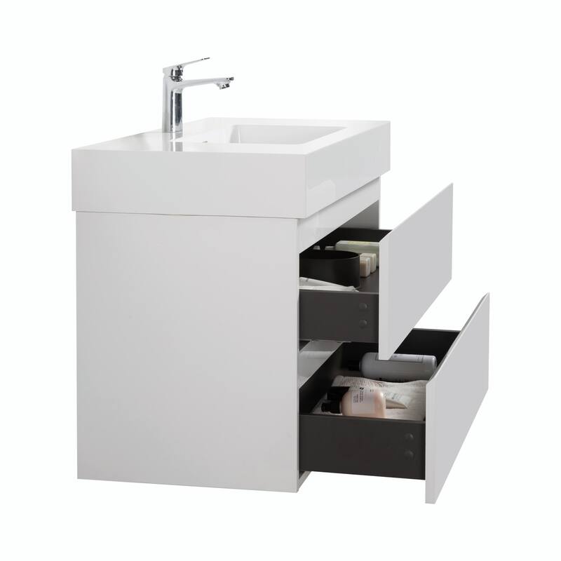 36"/30"/24" Floating Bathroom Vanity with Sink, Wall-Mounted Storage Cabinet