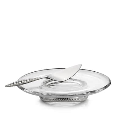 Nambe Braid Pedestal Cake Plate with Server