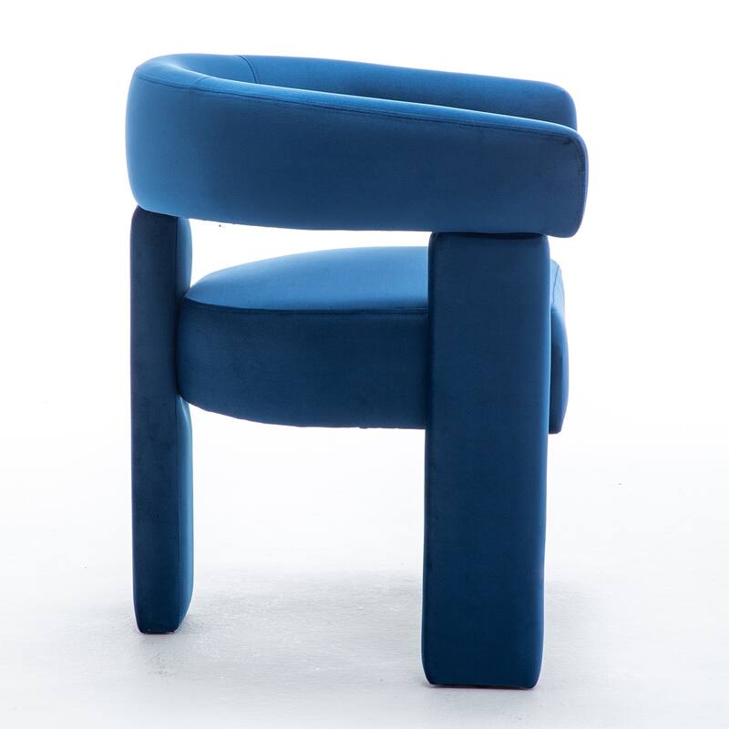 SEYNAR Modern Velvet Accent Chair, Upholstered Barrel Armchair with Curved Back and Thickened Padded Seat