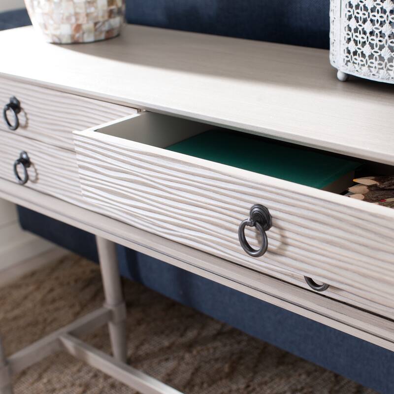 SAFAVIEH Beaulah 4-Drawer Console Table - 42" W x 13" L x 29.5" H - 42Wx13Dx30H - Greige