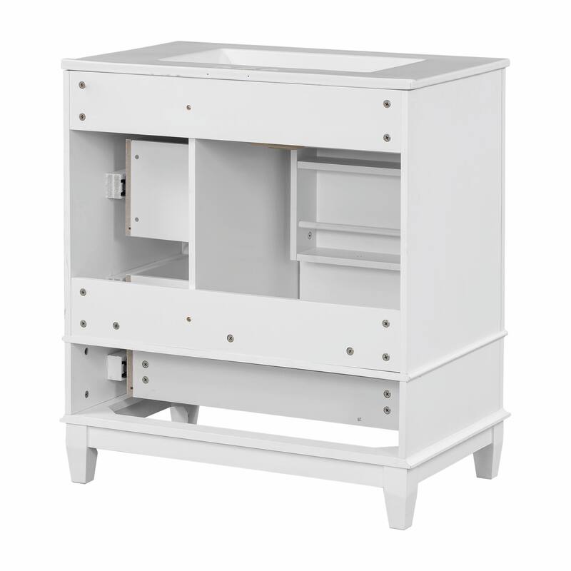 30" Bathroom Vanity with Sink, Soft-Close Door, One Door with Shelf & Three Drawers