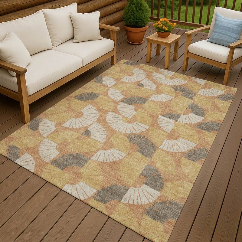 Machine Washable Indoor/ Outdoor Modern Jay Chantille Rug - Copper - 3' x 5'