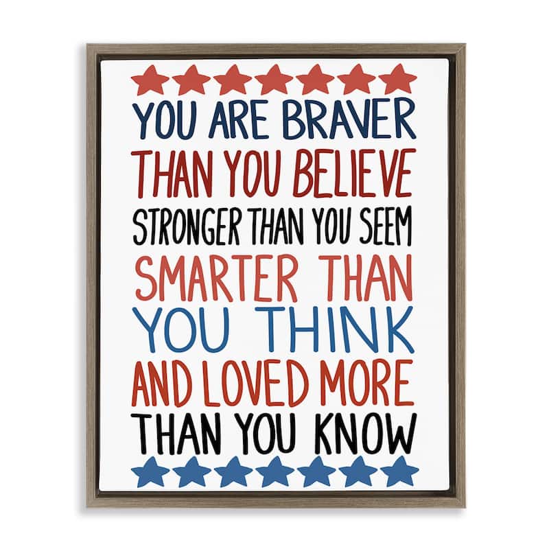 Stupell Bold Self Confidence Phrases Framed Floater Canvas Wall Art Design By Sweet Melody Designs - 17 x 21 - Brown